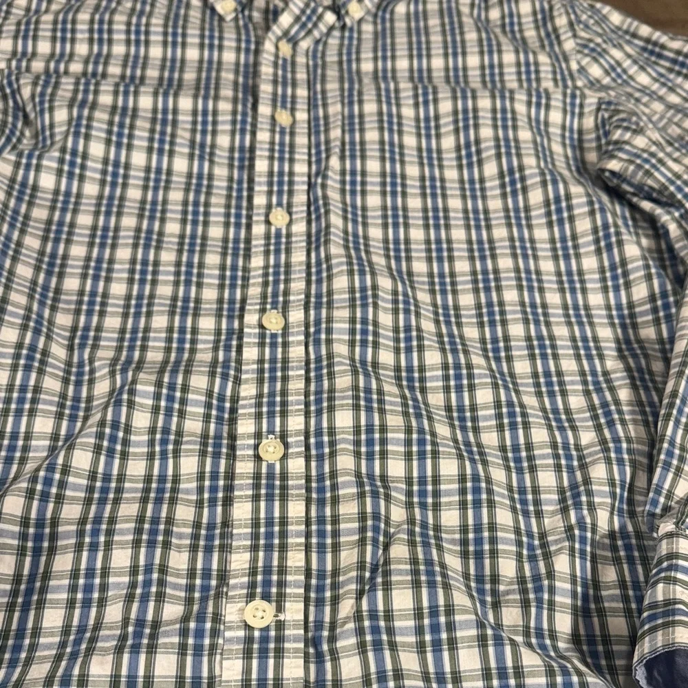Banana Republic Slimfit Blue Green & White Plaid Button Down Short - Size S